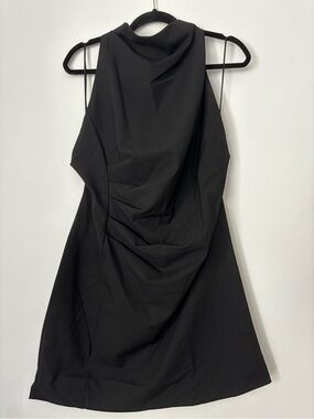 MANGO Black Halter Neck Ruched Dress- NWT